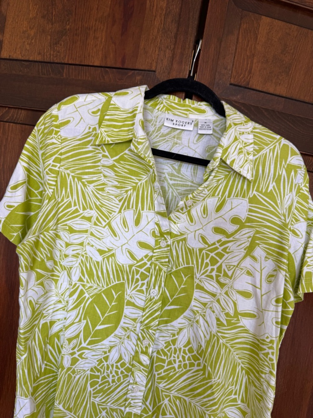 Kim Rogers Linen Blend Tropical - Hawaiian - Cruise & Vacation Ready Shirt